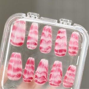 Pink Marble Press-On Nails